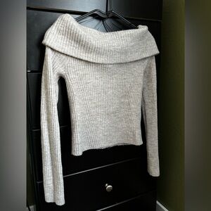 H&M Off-Shoulder Ribbed Sweater in Cream